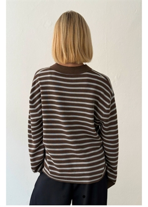 Adanne stripe polo bluse Brown/Blue Boii Studios